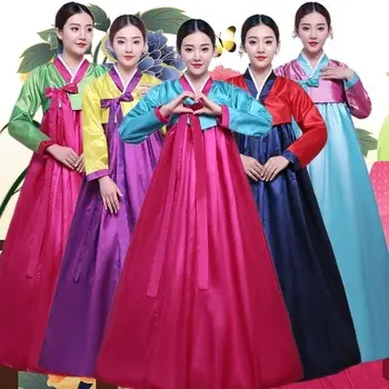Ханбок для женщин Корейский традиционный костюм меньшинства Традиционный для женщин Корейский костюм Цветок Новогоднее свадебное платье для вечеринки