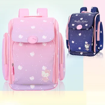 Школьный ранец для учащихся начальной школы Hello Kitty Sanrio 1-3 класса большой емкости для защиты позвоночника, облегчения нагрузки, водонепроницаемый материал