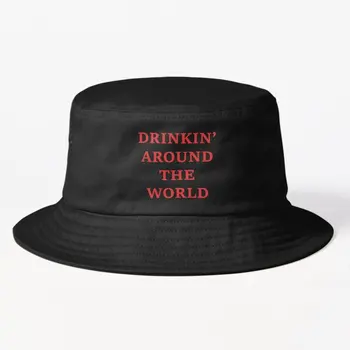 Шляпа-ведро Drinkin Around The World для мальчиков Весна
 Повседневная черная летняя одежда для рыбалки в стиле хип-хоп Мужская мода