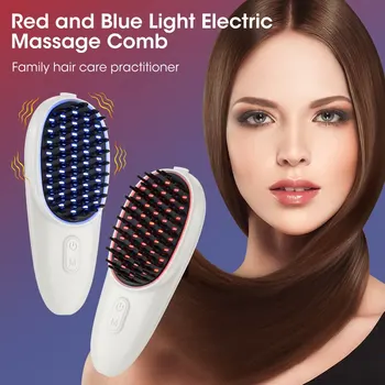 Электрическая массажная расческа с красным и синим светом, Массажер для головы, Фотонная Физиотерапевтическая расческа для ухода за волосами, Вибрирующая IPL расческа