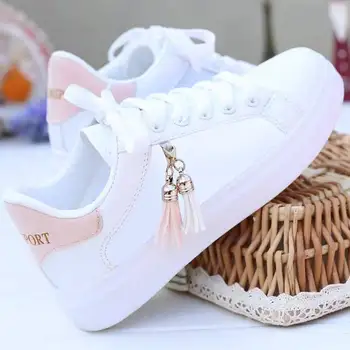 Обувь 2023, Женские кроссовки, Весна-осень, модные Белые дышащие повседневные кроссовки на шнуровке с вышитыми цветами, Zapatos De Mujer
